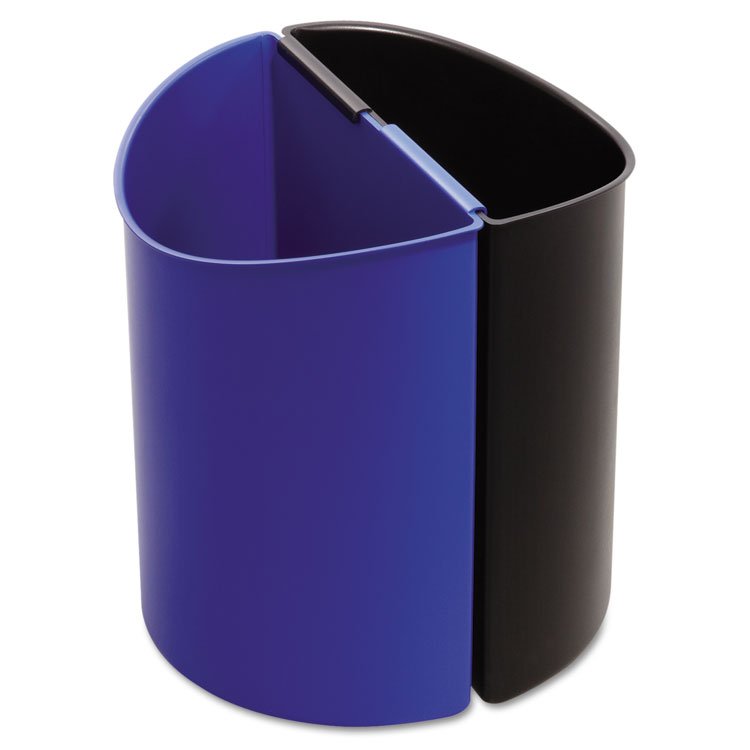 Safco Desk-Side Recycling Receptacle, 3 gal, Plastic, Black/Blue (SAF9927BB)