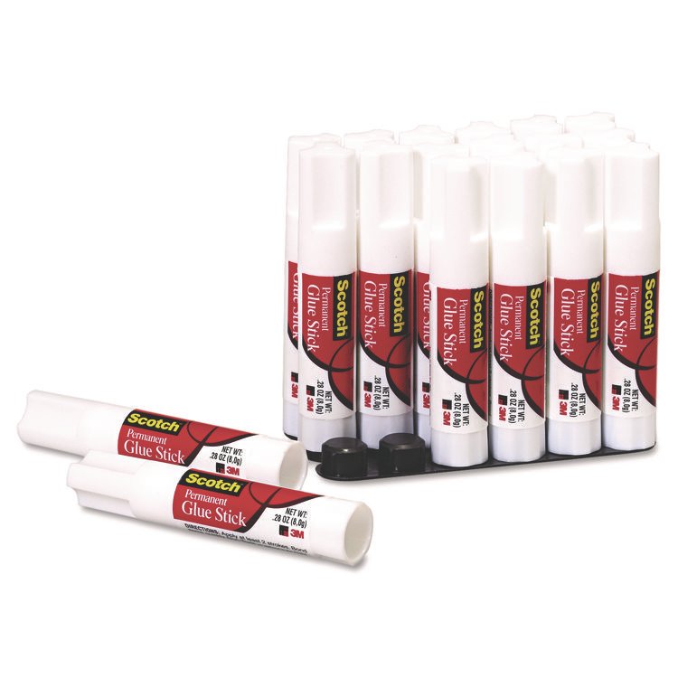 Scotch Permanent Glue Stick, 0.28 oz, Dries Clear, 18/Pack (MMM600818)