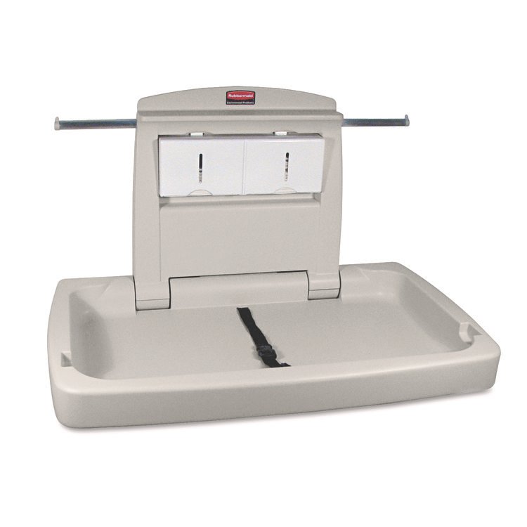 Rubbermaid Commercial Sturdy Station 2 Baby Changing Table, 33.5 x 21.5, Platinum (RCP781888)