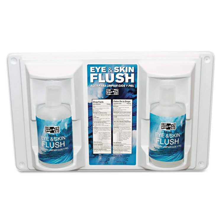 Pac-Kit Twin Bottle Eye Flush Station,16 oz Bottles, 2 Bottles/Station (PKT24102)
