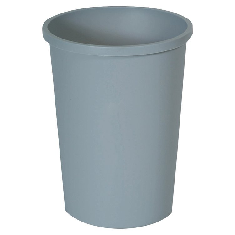 Rubbermaid Commercial Untouchable Large Plastic Round Waste Receptacle, 11 gal, Plastic, Gray (RCP2947GRA)