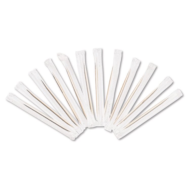 AmerCareRoyal Cello-Wrapped Round Wood Toothpicks, 2.5", Natural, 1,000/Box, 15 Boxes/Carton (RPPRIW15)