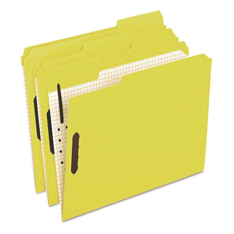 Pendaflex Colored Classification Folders with Embossed Fasteners, 2 Fasteners, Letter Size, Yellow Exterior, 50/Box (PFX21309)