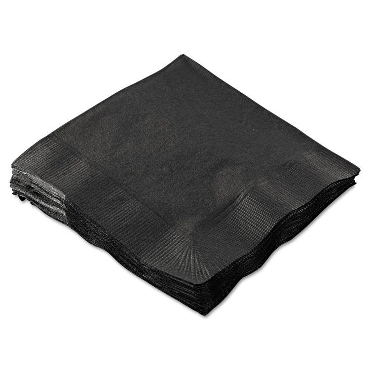 Hoffmaster Beverage Napkins, 2-Ply, 9 1/2 x 9 1/2, Black, 1000/Carton (HFM180313)