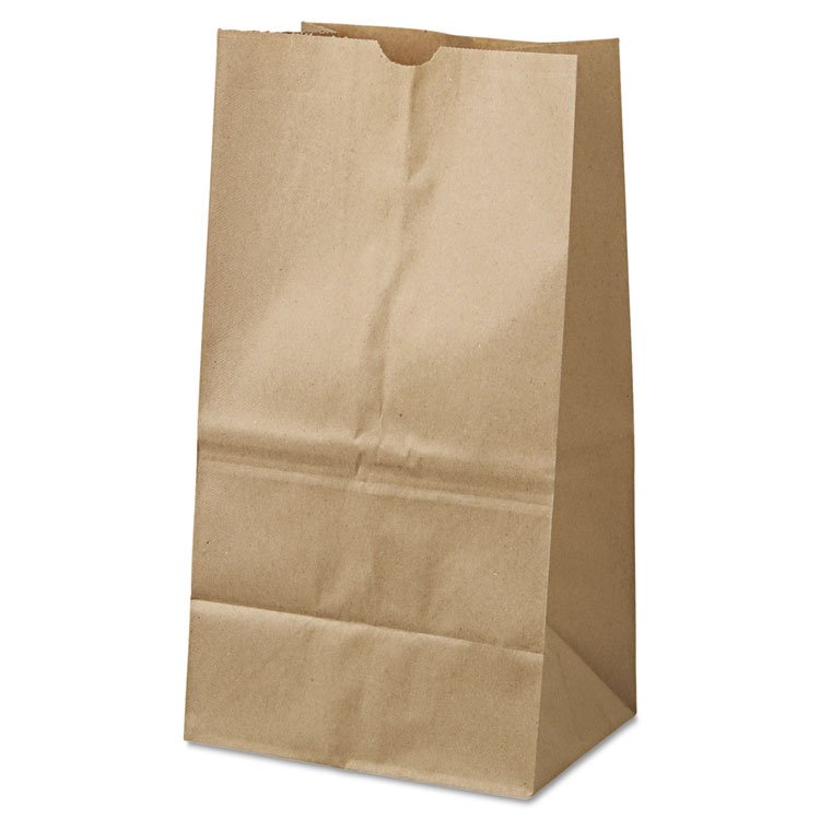 ROSS & WALLACE PAPER PRODUCTS, INC. Grocery Paper Bags, 25# Squat Size, 40# Basis Weight, 8.25" x 5.25" x 16.13", Kraft, 500/Bundle (BAGGK25S500)