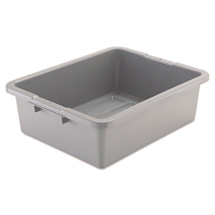 Rubbermaid Commercial Bus/Utility Box, 7.13 gal, 21.5" x 17.13" x 7", Gray (RCP3351GRA)