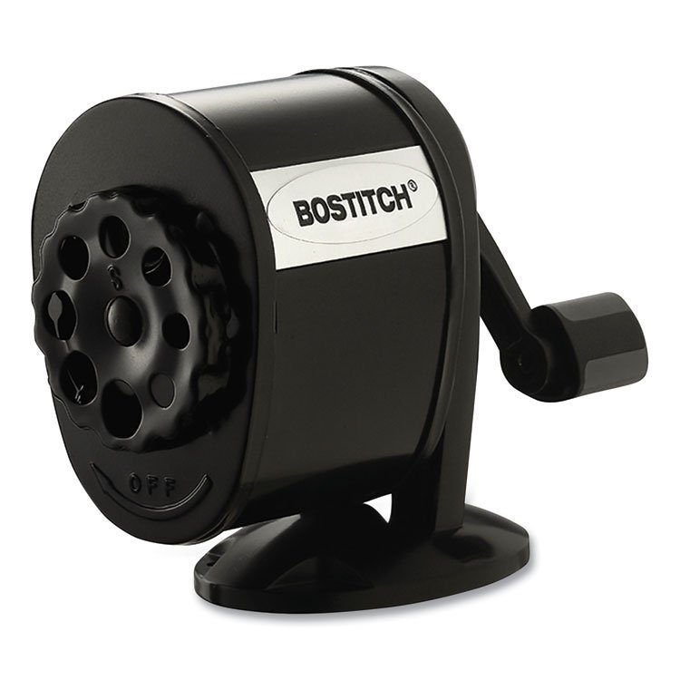 Bostitch Metal Manual Pencil Sharpener, Manually-Powered, 5.44" x 2.69" x 4.33", Black (BOSMPS1BLK)