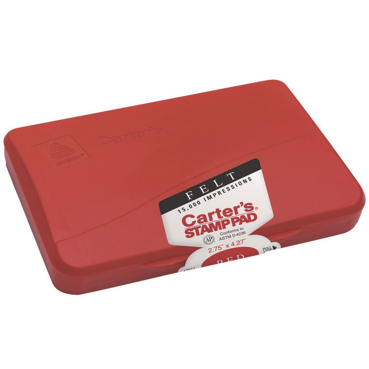 Carter's Pre-Inked Felt Stamp Pad, 4.25" x 2.75", Red (AVE21071)