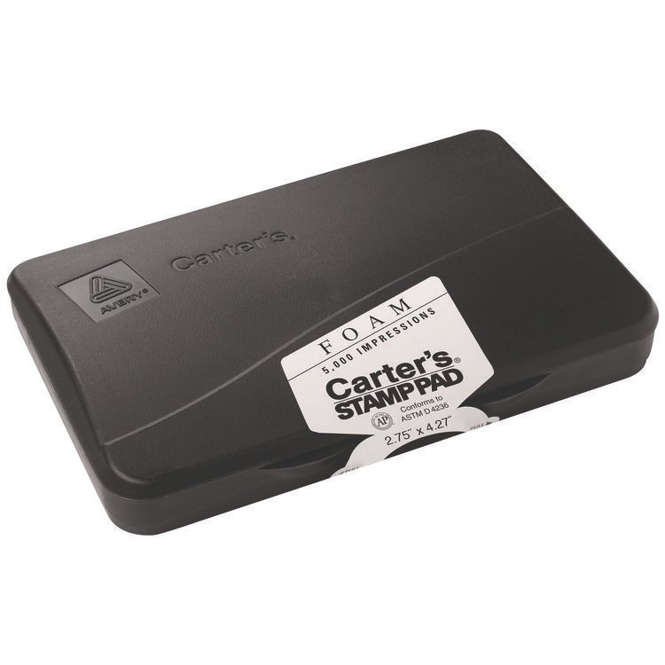 Carter's Pre-Inked Foam Stamp Pad, 4.25" x 2.75", Black (AVE21381)
