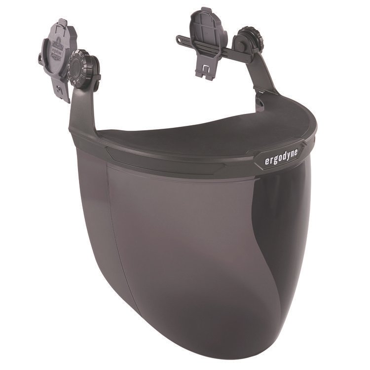ergodyne Skullerz 8994 Anti-Scratch/Anti-Fog Hard Hat Face Shield, Cap-Style/Safety Helmet Adapter, Smoke Lens (EGO60244)