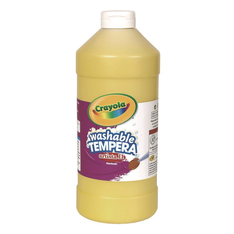 Crayola Artista II Washable Tempera Paint, Yellow, 32 oz Bottle (CYO543132034)