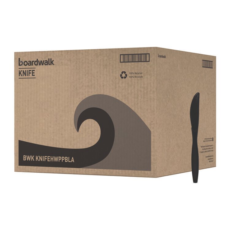 Boardwalk Heavyweight Polypropylene Cutlery, Knife, Plastic, Black, 1,000/Carton (BWKKNIFEHWPPBLA)
