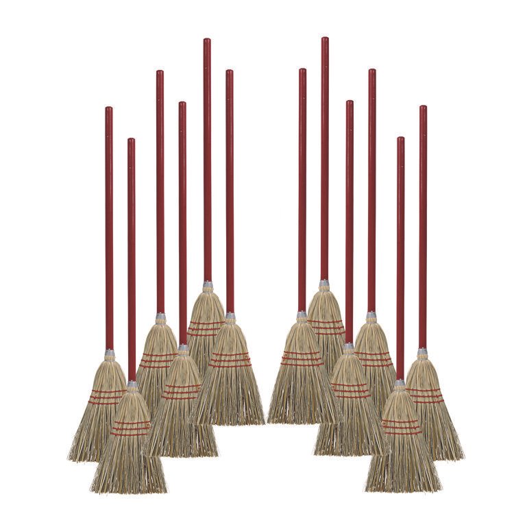 Boardwalk Corn/Fiber Brooms, Corn/Synthetic Fiber Bristles, 36" Overall Length, Gray/Natural, 12/Carton (BWKBR10016)