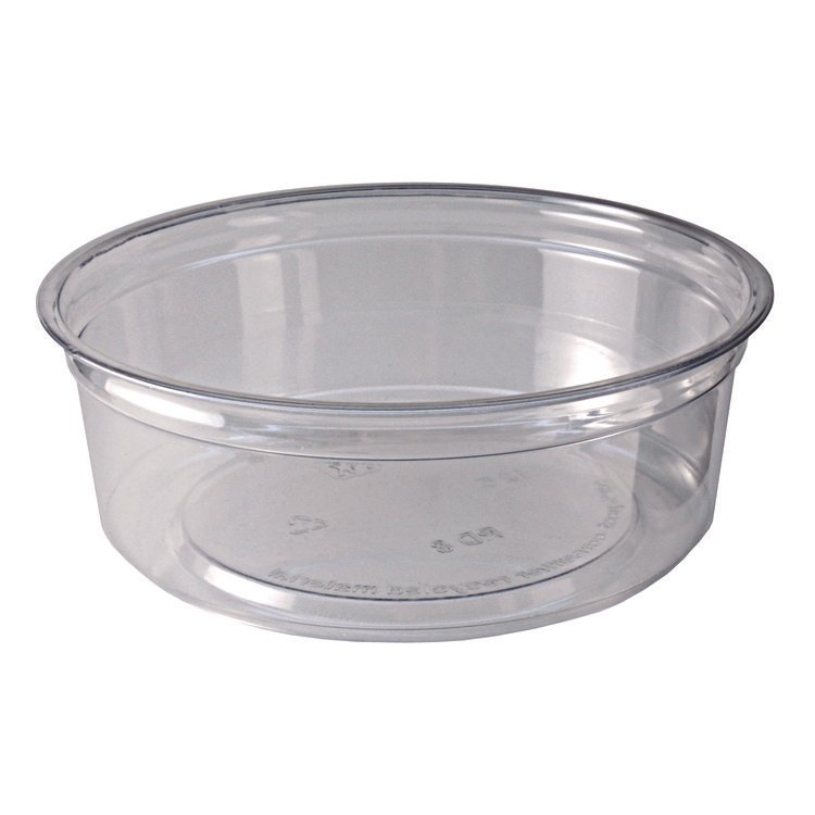Fabri-Kal Recycleware Round Deli Container, 8 oz, 4.6" Diameter x 1.7" h, Clear, Plastic, 500/Carton (FABRD8)
