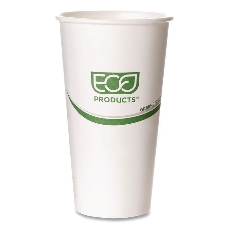 Eco-Products GreenStripe Hot Cups, 20 oz, Paper, White, 50/Pack, 20 Packs/Carton (ECOEPBHC20GS)