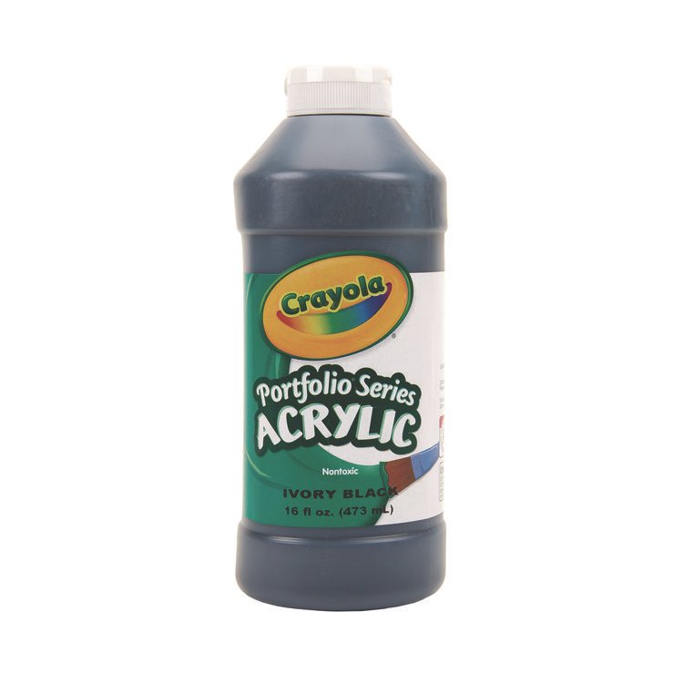Crayola Portfolio Series Acrylic Paint, Ivory Black, 16 oz Bottle (CYO204016244)