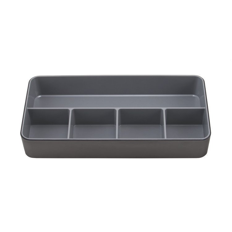Advantus Fusion Five-Compartment Plastic Accessory Holder, Plastic, 12.25 x 6 x 2, Black/Gray (AVT37682)