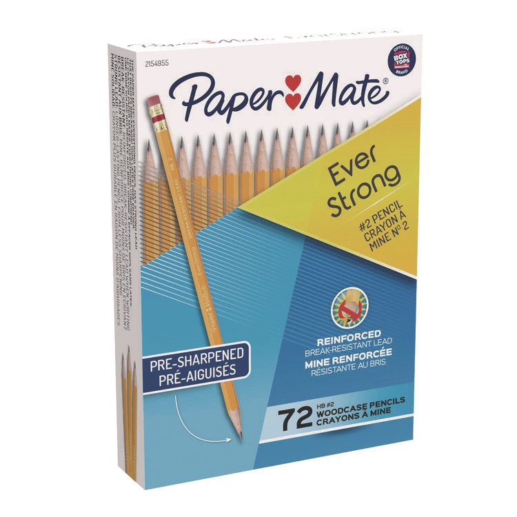 Paper Mate EverStrong #2 Pencils, HB (#2), Black Lead, Yellow Barrel, 72/Box (PAP2154955)