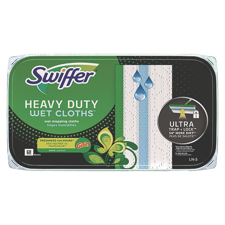 Swiffer Heavy-Duty Wet Refill Cloths, 8 x 10, Gain Original Scent, White, 10 Cloths/Tub (PGC76471)