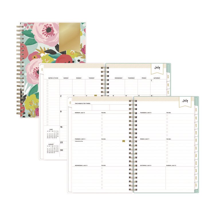 Blue Sky Day Designer "Secret Garden Mint" Academic Year Weekly/Monthly Notes Planner, 8 x 5, 12-Month (July to June): 2025-2026 (BLS137900)