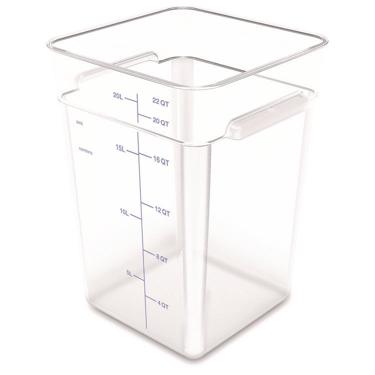 Carlisle Squares Polycarbonate Food Storage Container, 22 qt, 11 13 x 11.13 x 15.72, Clear, Plastic (CFS1195607)