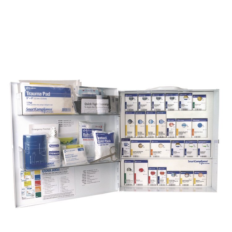 First Aid Only 91379 Large Metal SmartCompliance Food Service Cabinet ANSI B with No Medications, 337 Pieces, Metal Case (FAO91379)