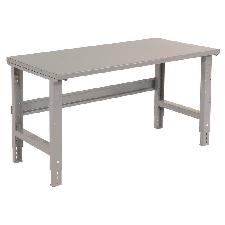 Global Industrial Standard Duty Steel Top Adjustable Height Workbench, 2,000 lbs, 72 x 30 x 30.88 to 36.88, Gray (GBE183154)