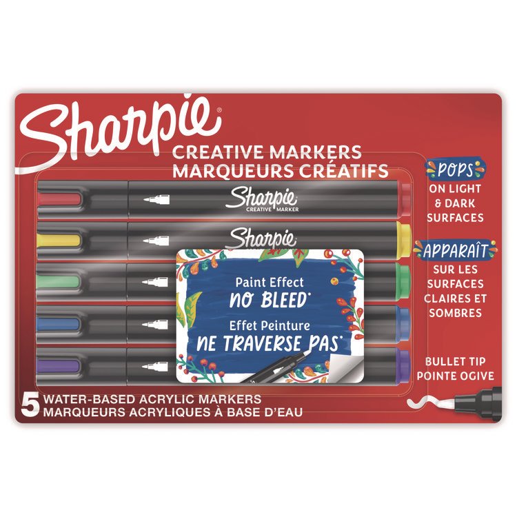 Sharpie Creative Markers, Medium Bullet Tip, Assorted Colors, 5/Pack (SAN2196902)