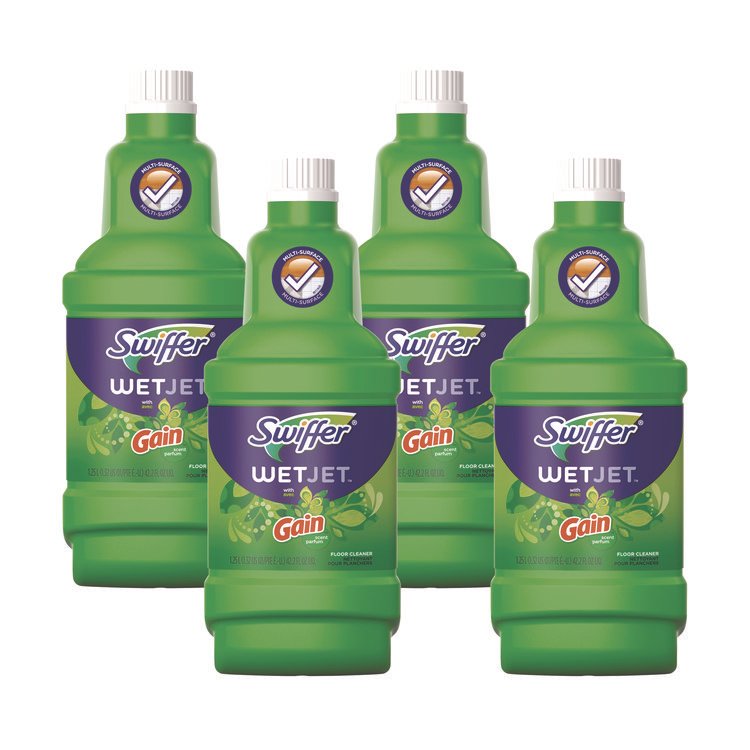 Swiffer WetJet System Cleaning-Solution Refill, Gain Scent, 1.25 L Bottle, 4/Carton (PGC77809)