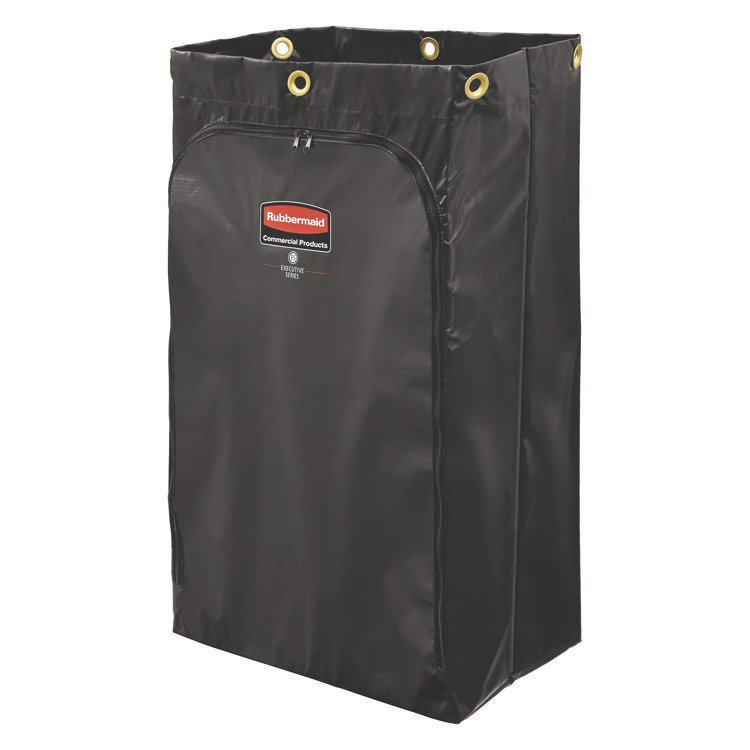 Rubbermaid Commercial Zippered Vinyl Cleaning Cart Bag for Rubbermaid Commercial FG6173-88, 24 gal, 6.5" x 9.13" x 17.25", Black, 4/Carton (RCP1966720)