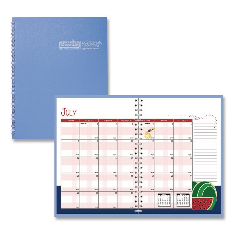 House of Doolittle Recycled Academic Year Illustrated Monthly Planner, 10 x 7, Light Blue Cover, 12-Month (July to June): 2025 to 2026 (HOD239508)