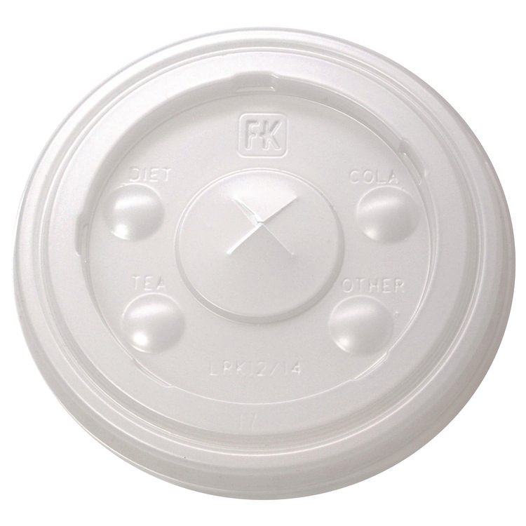 Fabri-Kal Kal-Clear/Nexclear Drink Cup Lids, Flat, X-Style Straw Slot, Fits 12 oz to 14 oz Cold Cups, Plastic, Translucent, 1,000/CT (FABLRK1214)