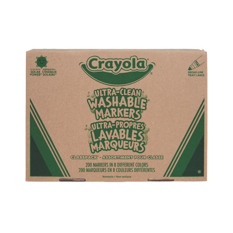 Crayola Ultra-Clean Washable Marker Classpack, Broad Bullet Tip, 8 Assorted Colors, 200/Box (CYO588200)