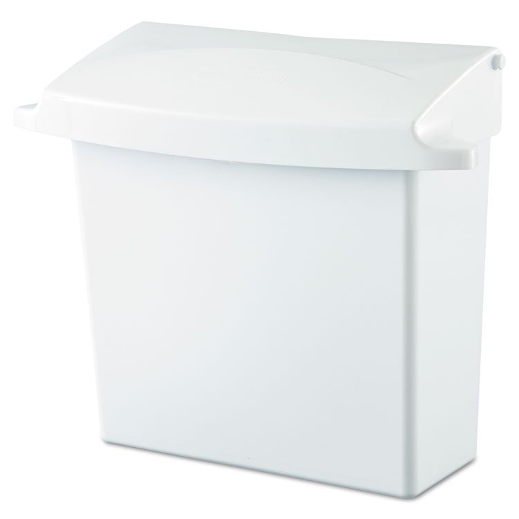 Rubbermaid Commercial Sanitary Napkin Receptacle with Rigid Liner, Plastic, White (RCP614000)