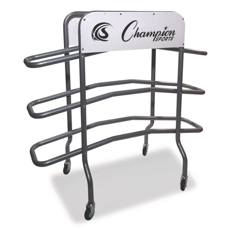 Champion Sports 3-Tier Pro Basketball Rack, Metal, 220 lb Capacity, 8 x 60 x 48, Silver (CSICBR15)