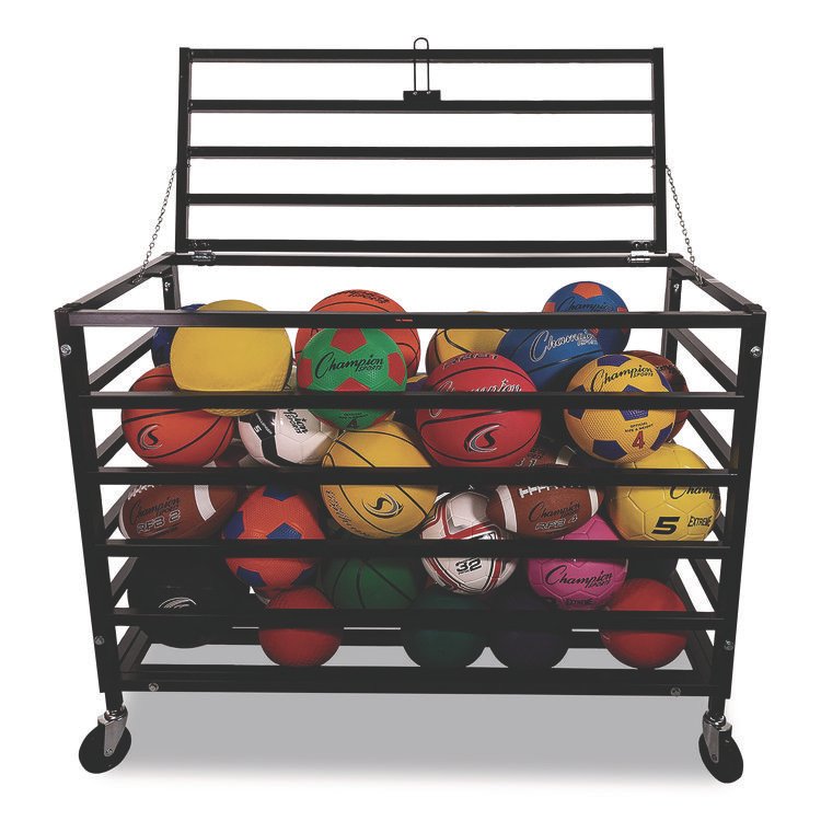 Champion Sports All Pro Lockable Ball Locker, Metal, 220 lb Capacity, 24 x 47 x 37, Black (CSIMBLX)