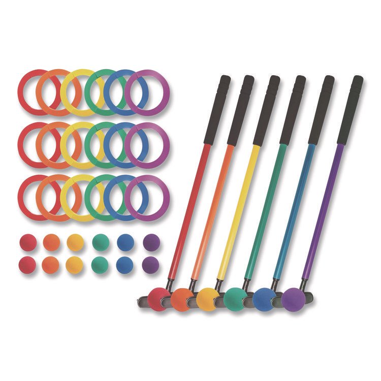 Champion Sports Mini Golf Set, 12 Balls/6 Putters/18 Rings/3 Target Holes (CSIMGSET)