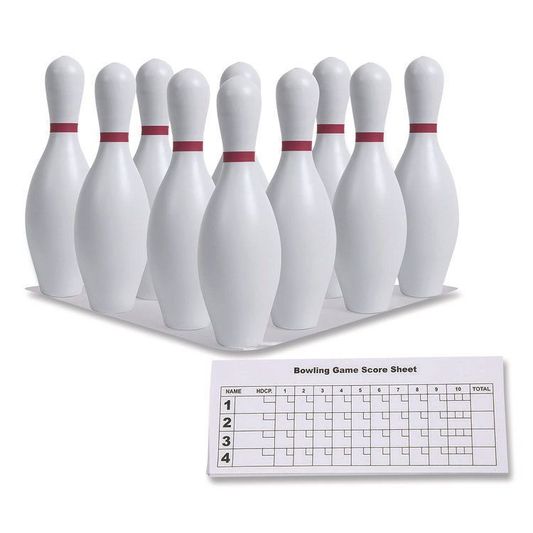 Champion Sports Plastic Bowling Pin Set, White, 10/Set (CSIBP10)
