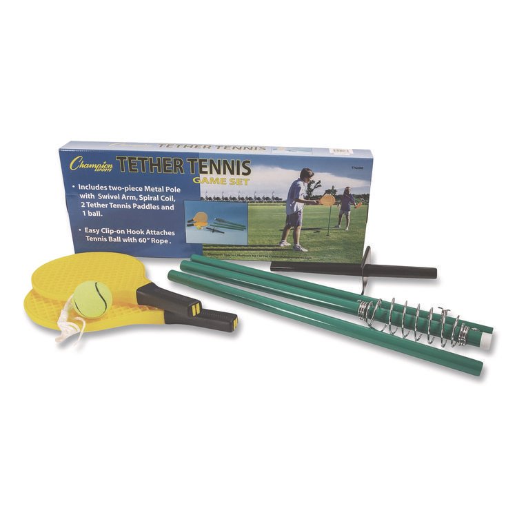 Champion Sports Tether Tennis Game Set, Two Paddles, Two Tennis Balls (CSITTGAME)