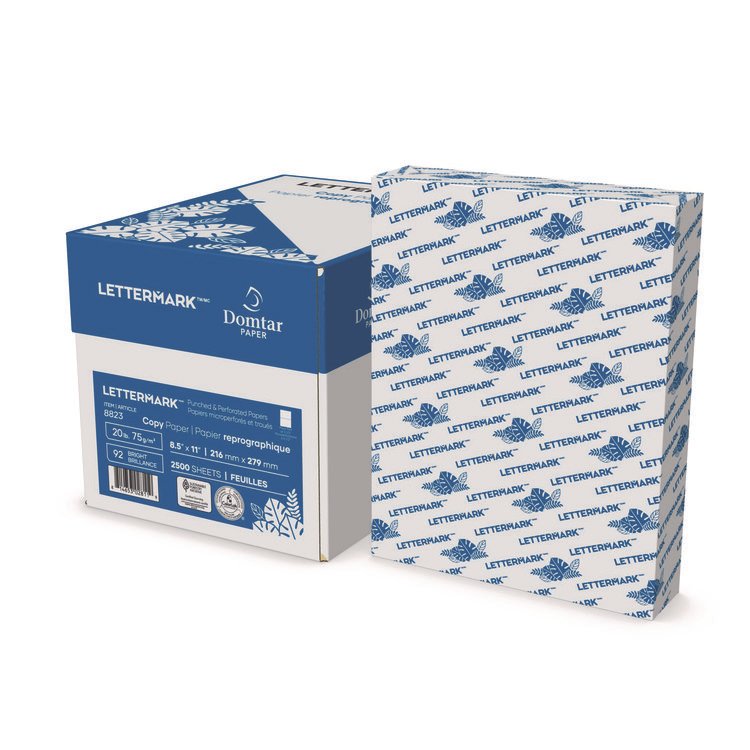 Lettermark Custom Cut-Sheet Copy Paper, 92 Bright, Micro-Perforated 5.5" from Top, 20lb Bond Weight, 8.5 x 11, White, 500/Ream, 5 RM/CT (DMR8823)