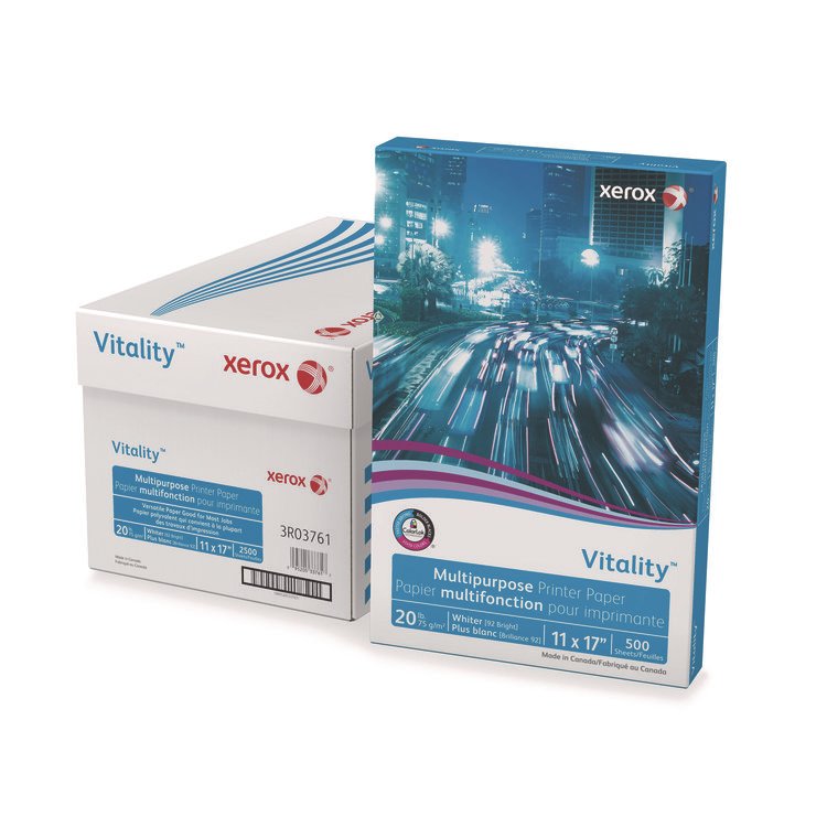xerox Vitality Multipurpose Print Paper, 92 Bright, 20 lb Bond Weight, 11 x 17, White, 500/Ream (XER3R03761)