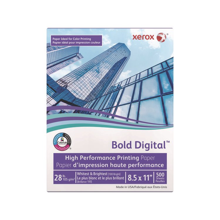 xerox Bold Digital Printing Paper, 100 Bright, 28 lb Bond Weight, 8.5 x 11, White, 500/Ream (XER3R11760)