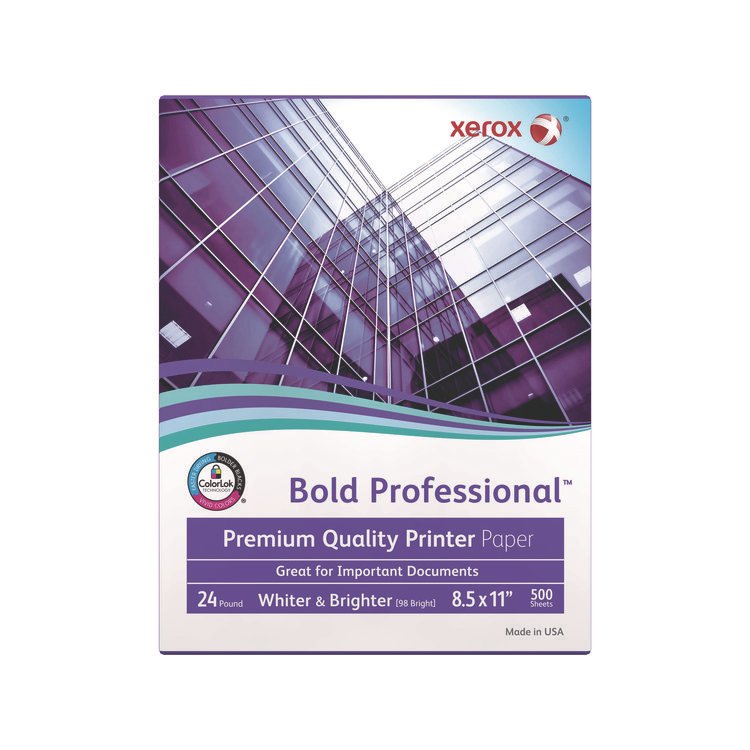 xerox Bold Professional Quality Paper, 98 Bright, 24 lb Bond Weight, 8.5 x 11, White, 500/Ream (XER3R13038)