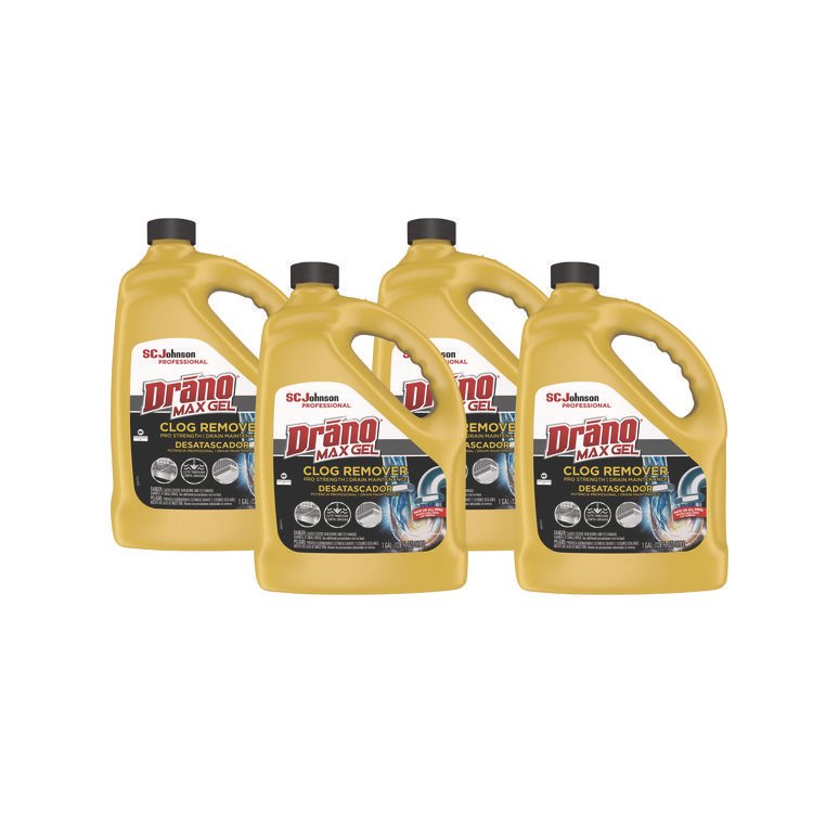 Drano Max Gel Clog Remover, Bleach Scent, 128 oz Bottle, 4/Carton (SJN696642)