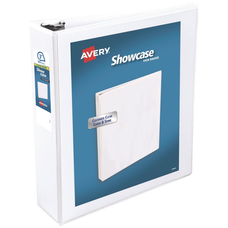 Avery Showcase Economy View Binders with Slant Rings, 3 Rings, 3" Capacity, 11 x 8.5, White (AVE19751)