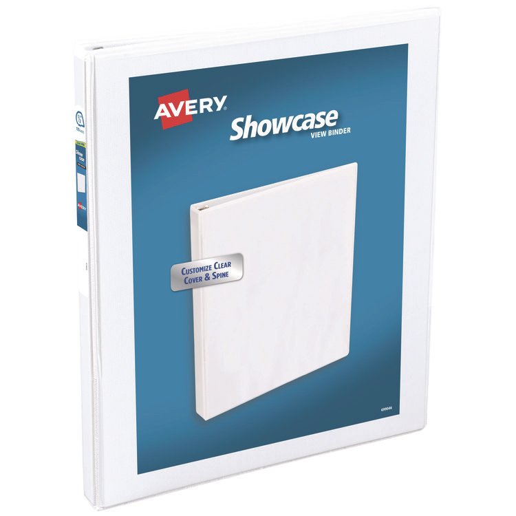 Avery Showcase Economy View Binders with Slant Rings, 3 Rings, 0.5" Capacity, 11 x 8.5, White (AVE19551)