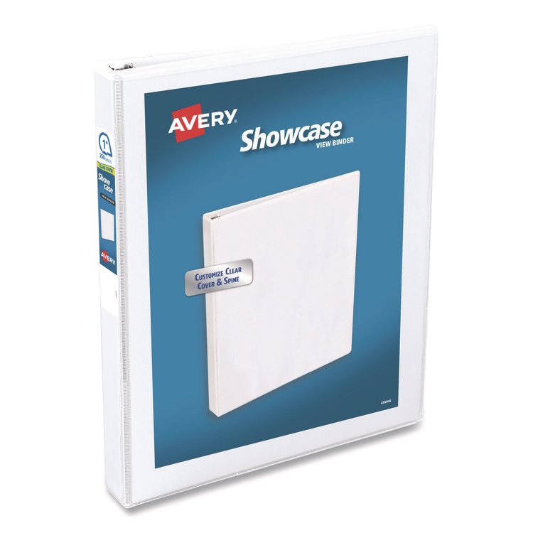 Avery Showcase Economy View Binders with Slant Rings, 3 Rings, 1" Capacity, 11 x 8.5, White (AVE19601)