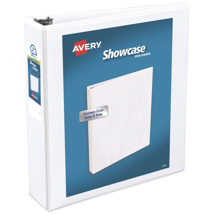 Avery Showcase Economy View Binders with Slant Rings, 3 Rings, 2" Capacity, 11 x 8.5, White (AVE19701)