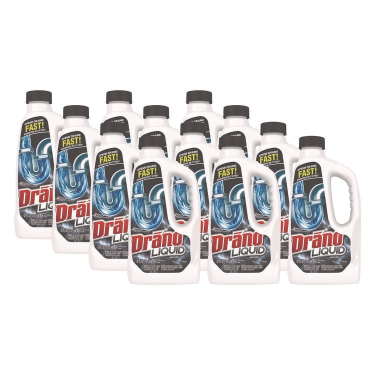 Drano Liquid Drain Cleaner, 32 oz Safety Cap Bottle, 12/Carton (SJN335712)