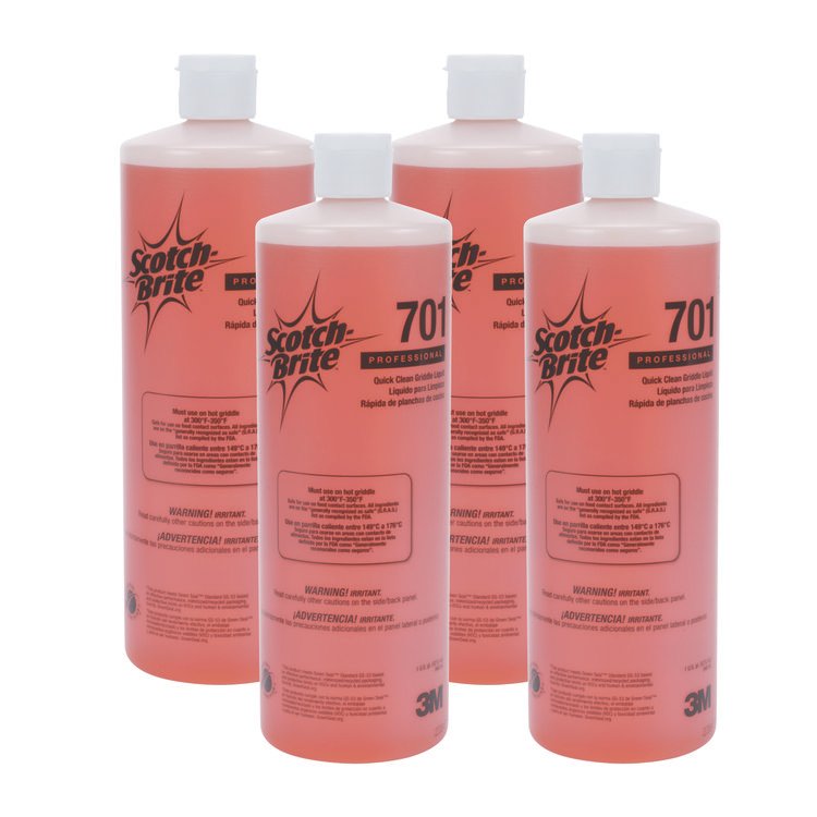 Scotch-Brite PROFESSIONAL Quick Clean Griddle Liquid, 1 qt Bottle, 4/Carton (MMM26012)